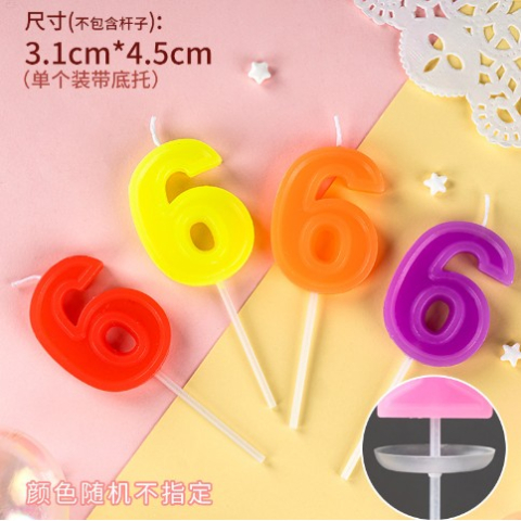 Lumanari si Toppere - Lumanare Tort, cifra 6, Culoare Random