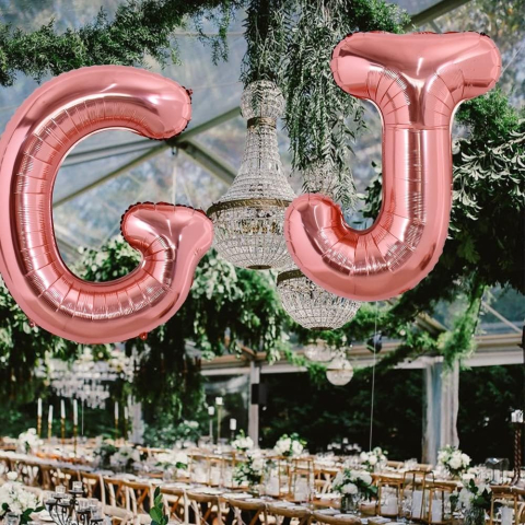 Balon Folie Metalizata Litera J, 100 cm, Umflati cu Heliu sau Aer, Ambalaj Individual, Pai inclus, Rose Gold [1]