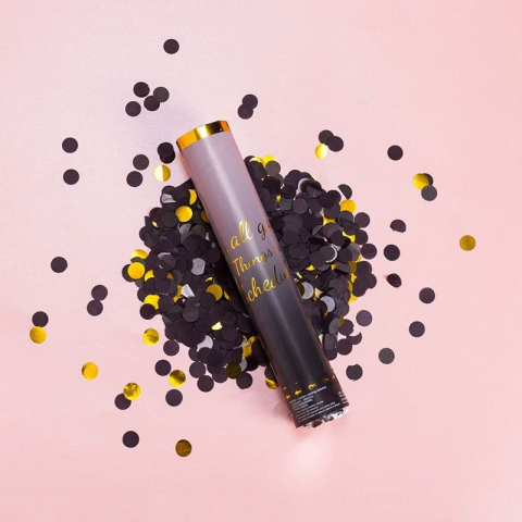 Tun Confetti Petrecere, Lungime 30 cm, Negru/Auriu [4]