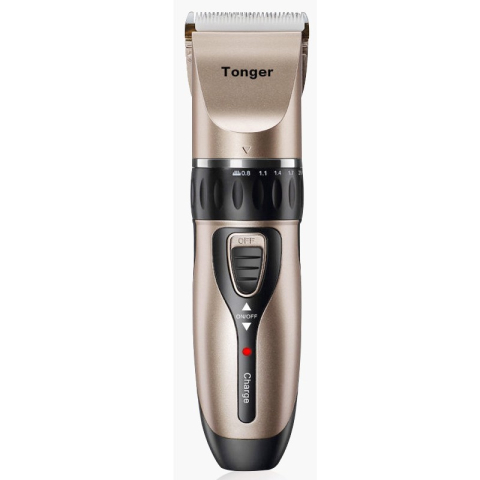 Epilare, tuns si ras - Masina De Tuns Bebelusi si Copii, Lame Cermice si Inox, Fara Fir, Functie Anti Taiere, Silentios, 50 W, 4 Accesorii, Incarcator USB, Gold Negru