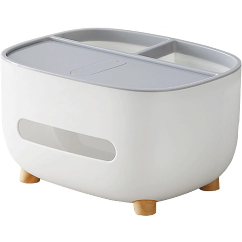 Accesorii Birou si Consumabile - Suport pentru Servetele, Cutie Multifunctionala, Design Minimalist, ABS, cu Suport pentru Obiectele Personale, pentru Birou, 21x12x12 cm, Gri