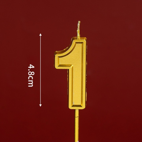 Lumanare pentru Tort Cifra 1, 4.8 cm, Aniversare, Aurie [1]