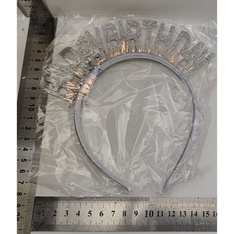 Coronita Decorativa pentru Petreceri, Tema Aniversare, Model Happy Birthday, Marime Universala, Argintiu [6]