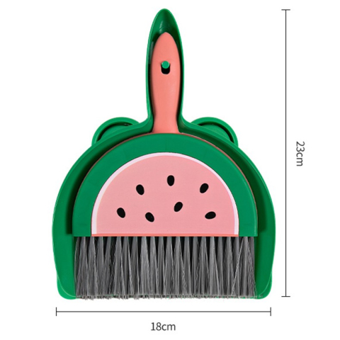 Set Mini Matura si Faras, LITTLE CLEANER, Uz Casnic, pentru Birou, Bucatarie, Casa, Model Pepene Verde, 23 x 18 cm Roz-Verde [4]