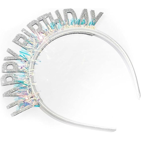 Coronita Decorativa pentru Petreceri, Tema Aniversare, Model Happy Birthday, Marime Universala, Argintiu [5]