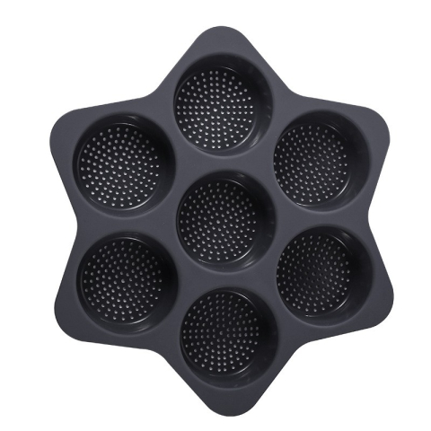 Articole pentru Bucatarie - Forme de Silicon pentru Copt, 7 Forme Rotiunde, pentru Burgeri si Prajituri, 38.5 x 4 cm, Negru