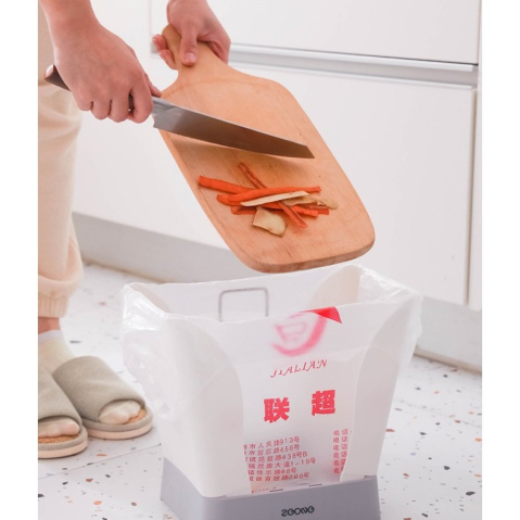 Cos de Gunoi Extensibil, din Plastic, Reglabil, Pliabil, Versatil, pentru Bucatarie, Baie sau Birou, Cos Universal, 21x25x17 cm, Alb Gri [2]