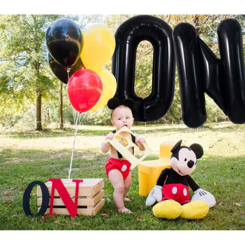 Balon Folie Metalizata Litera N, 40 cm, Umflati cu Heliu sau Aer, Ambalaj Individual, Pai inclus, Negru [2]