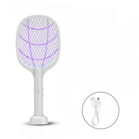 Lampa Electrica Impotriva Tantarilor, 42.5 x 18 x 7.5 cm, Reincarcabila cu Cablu USB Inclus, Plasa din Aluminum, Alb [1]