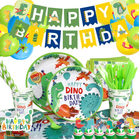 Set 10 Pahare de Carton Happy Birthday, Model Dinozauri, Tematica Aniversare, 7.5x8.5 cm, 200 mL, Multicolor [3]