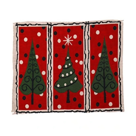 Craciun - Servet de Masa, Model Brazi de Craciun, Tematica Craciun, Prosop pentru Masa, 47x33 cm, Bumbac si Fibre Sintetice, Rosu