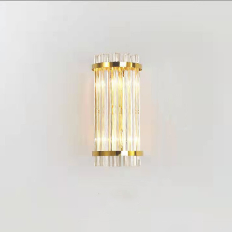 Lampi de veghe - Lampa de Perete in Interior, Lampa de Lux pentru Decor de Interior, Corp de Iluminat Tip aplica, din Inox Auriu si Cristal, Lumina Calda Rece Neutra, 35 x 16 cm, Ideal pentru Camere Mici si Medii, Transparent Auriu