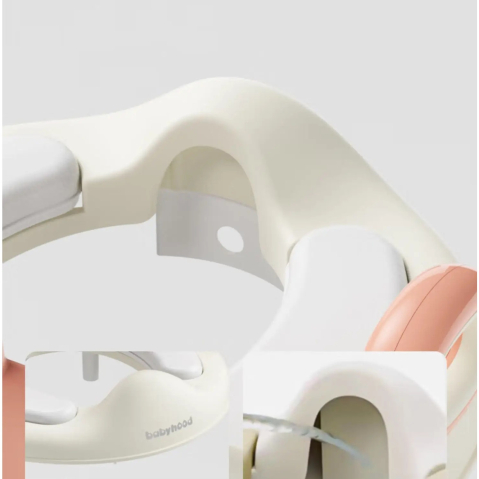 Capac WC cu Reductie, pentru Copii, cu Manere, Model Ursulet, Plastic Durabil, Roz [2]