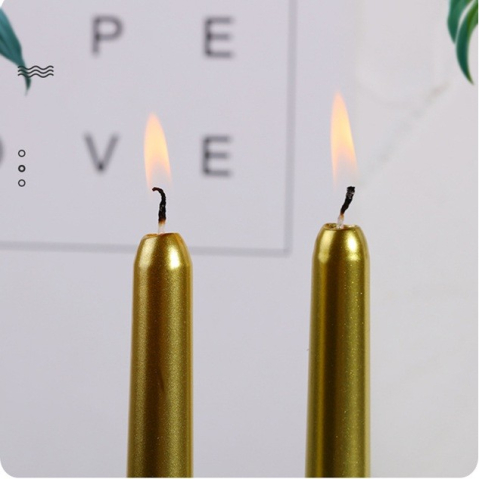 Lumanare Decorativa, pentru Masa, 25 cm, din Parafina, fara Fum, Ardere 7.5h, Auriu [5]