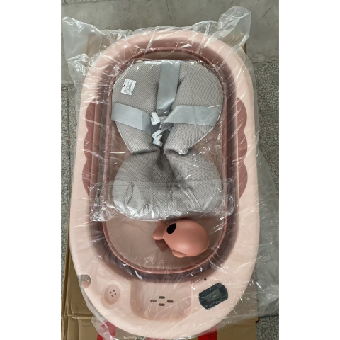 Cada de Baie, pentru Copii 0 luni - 6 Ani, cu Termometru, Pliabila, Perna Suport Inclusa, din Plastic, 81.5 x 49 x 21.5 cm, Roz [4]