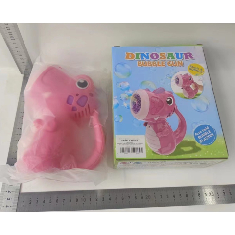 Jucarie Interactiva pentru Baloane de Sapun, Sunete si Lumini, Model Dinozaur, cu 8 Orificii, 15 x 8.5 x 18.5, Roz [9]