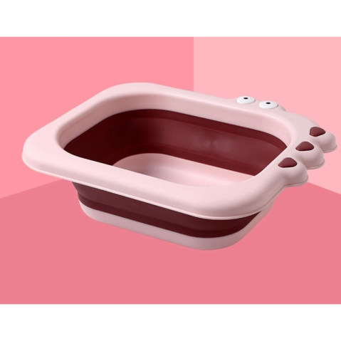 Lavoar Pliabil, pentru Copii, din PP/TPE, Portabil, Model Crocodil, 30x24.5x9 cm, Roz [1]