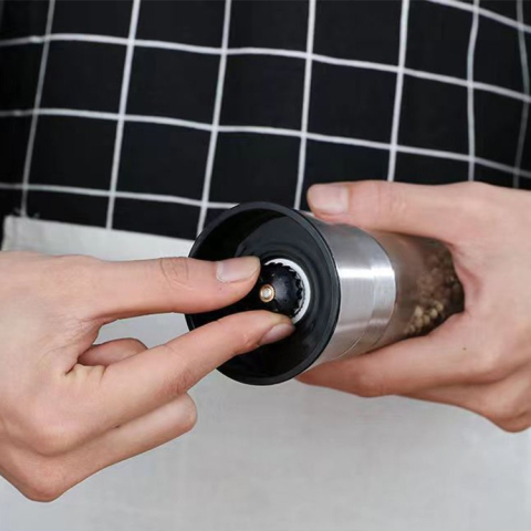 Rasnita Manuala pentru boabe, Rasnita pentru Piper Sare Cafea, din Sticla cu Otel inoxidabil, 13.5 x 6.5 cm, volum 180 ml, Transparenta cu Capac din Inox [2]