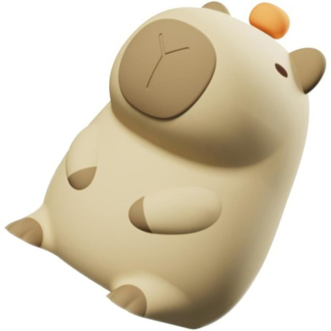 Lampa de Veghe pentru Copii, din Silicon, Senzor Tactil, Model Capibara, Lumina Calda, Protectie pentru Ochi, Incarcare USB, Capacitate Baterie Incorporata 800mAh, 10.8x9x12.8 cm, Alb [3]