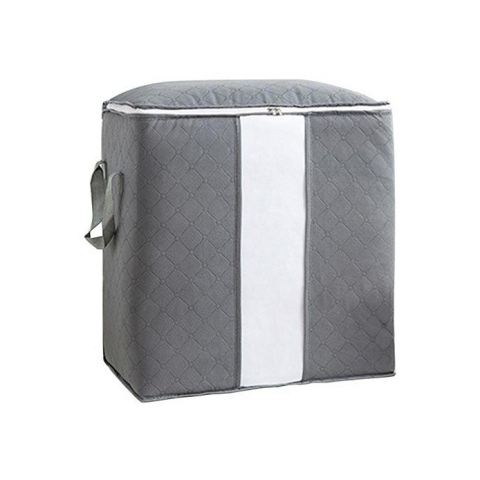 Cutii depozitare - Husa de Depozitare, Intrebuintare Multipla, Pliabila, cu Fermoar Bidirectional si Fereastra Laterala Transparenta, Lavabila, 50x48x28 cm, Gri