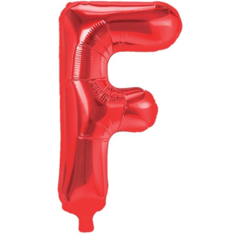 Litere - Balon Folie Metalizata Litera F, 40 cm, Umflati cu Heliu sau Aer, Ambalaj Individual, Pai inclus, Rosu
