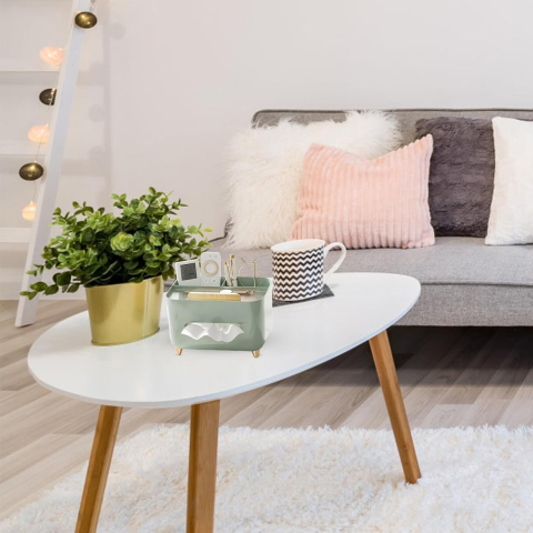 Suport pentru Servetele, Cutie Multifunctionala, Design Minimalist, ABS, cu Suport pentru Obiectele Personale, pentru Birou, 21x15x13 cm, Verde [6]