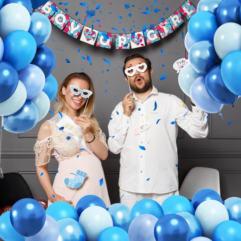 Set 10 Baloane din Latex Chrome, Model Party, 23 cm, Diferite Nuante Albastru, 2.2 g [7]