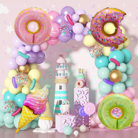Set 124 Baloane, din Latex si Folie de Aluminiu, Model Candy, Diferite Marimi, Multicolor [2]
