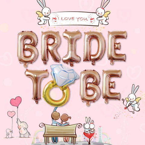 Set Baloane din Folie Metalizat?, Model Bride To Be, Litere de 40 cm, Baloane Party, Ambalaj Individual, Pai Inclus, Umflare cu Aer sau Heliu, Roz [1]