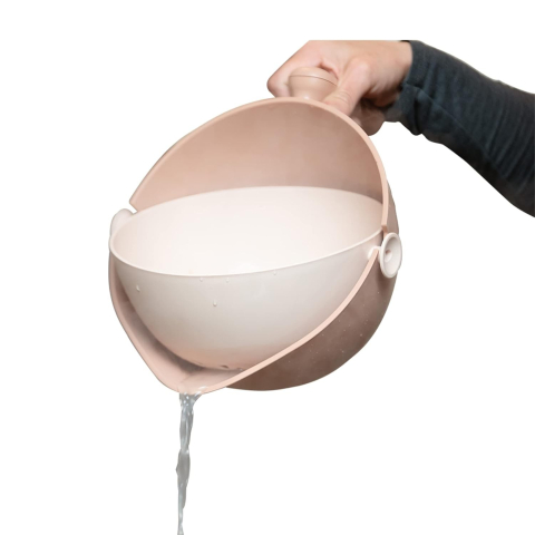 Bol cu Doua Straturi, pentru Fructe, Legume, cu Cos de Scurgere a Apei, 2L, din ABS+PP, 29.9 x 22.5 x 11.8 cm, Maro [1]