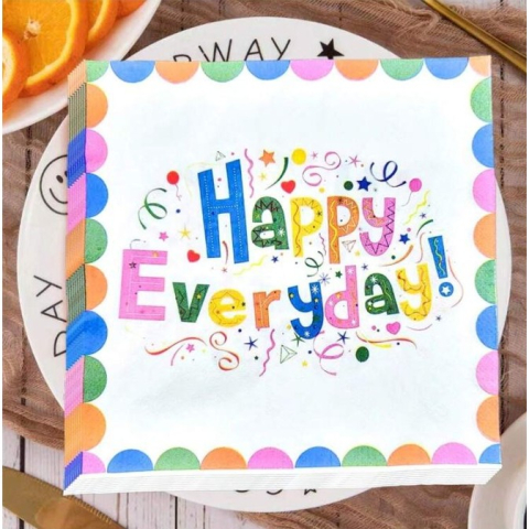 Set 20 Servetele de Masa, din Hartie, 33 x 33 cm, Model Happy Everyday, Multicolor [2]