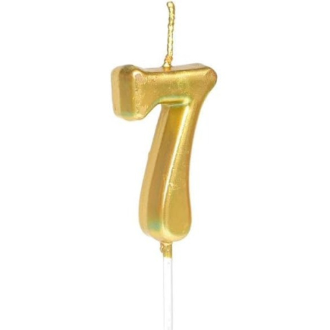 Lumanari si Toppere - Lumanare de Tort, Model Cifra 7, Party, 4.5 x 2.5 cm, din Parafina, Auriu