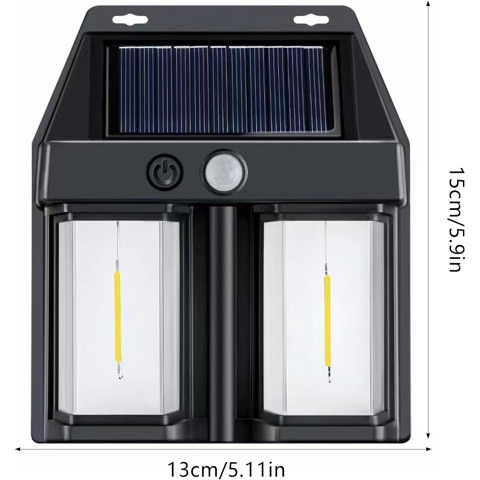 Lampa Solara LED Decorativa de Perete, pentru Exterior, Suspendata, 800mAh, 15x13x6 cm, Neagra [1]