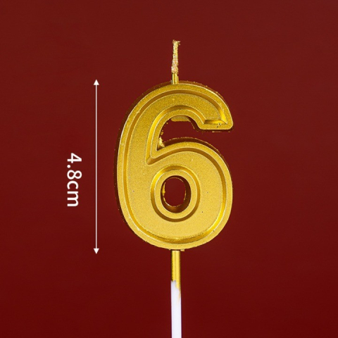 Lumanare pentru Tort Cifra 6, 4.8 cm, Aniversare, Aurie [2]