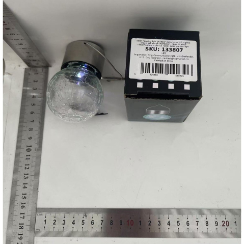 Lampa Solara LED, Tip Candelabru Mic, Cu Bila Din Sticla Crapata, Exterioara, Impermeabila, Iluminare 6-12 H, Multicolor [5]