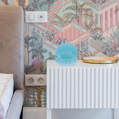 Lampa de Veghe, Model Scoica cu Perla, Lumina Calda, 10 x 8.5 cm, Led, Baterii Incluse 3 x LR44, Albastru [5]