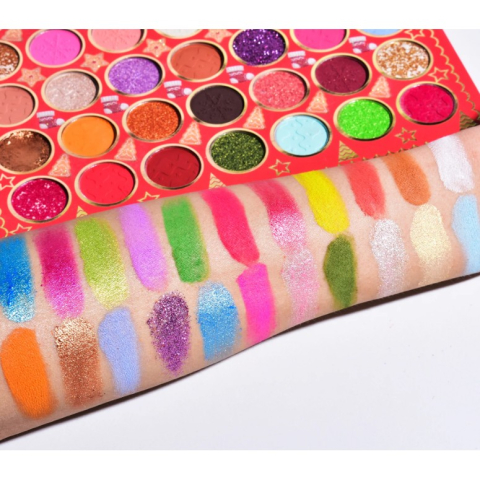 Set de Machiaj Kevin&amp;Coco, 70 de Culori, Paleta de Farduri, Model Merry Christmas, Oglinda Ovala, 22.3x17.2x1.9 cm, Multicolor [6]