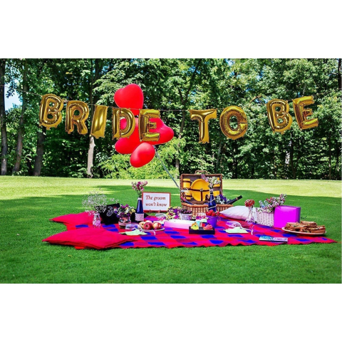 Set Baloane din Folie Metalizata, Model Bride to Be, Litere de 40 cm, Baloane Party, Ambalaj Individual, Pai Inclus, Umflare cu Aer sau Heliu, Auriu [5]