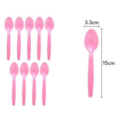 Articole Servire Masa - Set 10 Linguri de unica folosinta 15 x 3.3 cm, roz