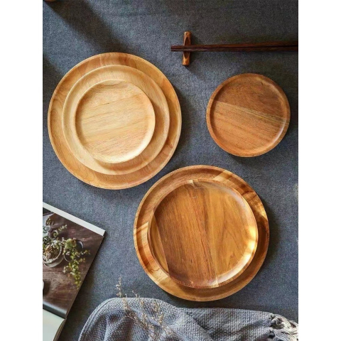 Farfurie din Lemn, Rotunda, pentru Alimente sau Decor, 25 x 1.5 cm, Natur [1]