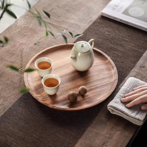 Farfurie din Lemn, Rotunda, pentru Alimente sau Decor, 25 x 1.5 cm, Natur [3]