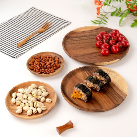 Farfurie din Lemn, Rotunda, pentru Alimente sau Decor, 30 x 1.5 cm, Natur [5]