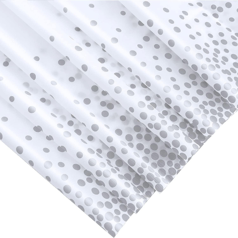 Fata de Masa, din PEVA, Imprimeu Buline, 137 x 274 cm, Impermeabila, Fara Pete, Curatare Rapida, Argintiu [1]