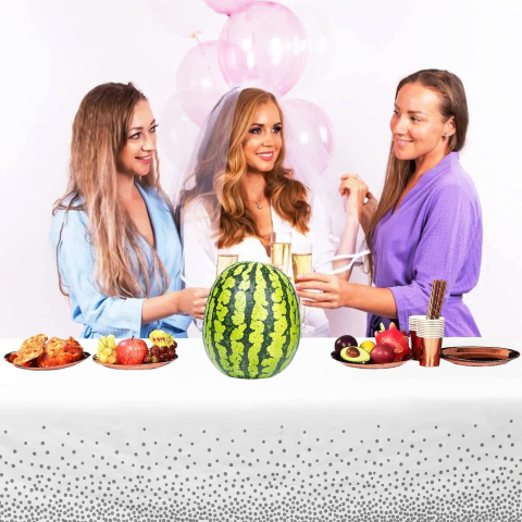 Fata de Masa, din PEVA, Imprimeu Buline, 137 x 274 cm, Impermeabila, Fara Pete, Curatare Rapida, Gri [3]