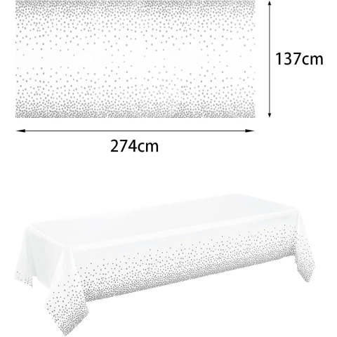 Fata de Masa, din PEVA, Imprimeu Buline, 137 x 274 cm, Impermeabila, Fara Pete, Curatare Rapida, Gri [4]