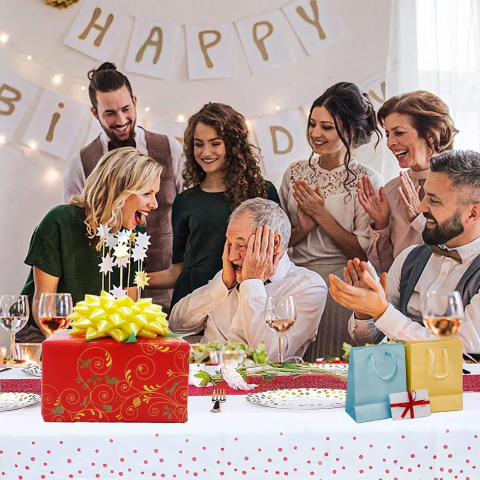 Fata de Masa, din PEVA, Imprimeu Buline, 137 x 274 cm, Impermeabila, Fara Pete, Curatare Rapida, Rosu [1]