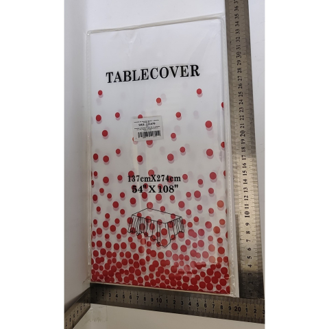 Fata de Masa, din PEVA, Imprimeu Buline, 137 x 274 cm, Impermeabila, Fara Pete, Curatare Rapida, Rosu [4]