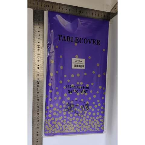 Fata de Masa, din PEVA, Imprimeu Buline Aurii, 137 x 274 cm, Impermeabila, Fara Pete, Curatare Rapida, Mov [1]