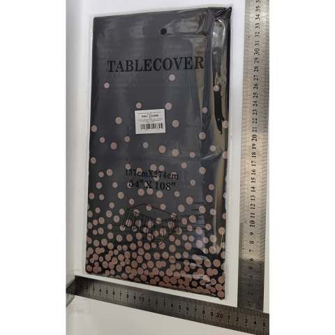 Fata de Masa, din PEVA, Imprimeu Buline Roz, 137 x 274 cm, Impermeabila, Fara Pete, Curatare Rapida, Negru [2]