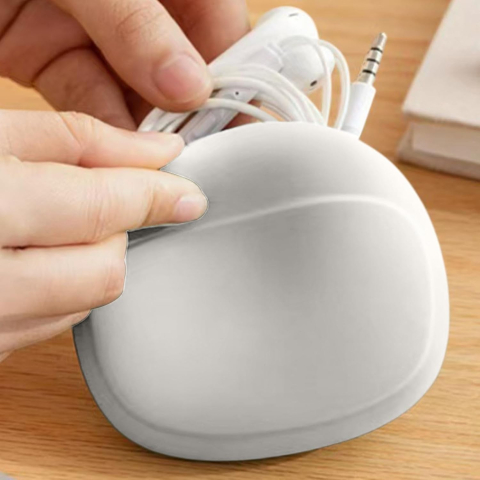 Husa din Silicon, pentru Casti, Cabluri, Portabila 8.5 x 10 x 2 cm, Alb [3]